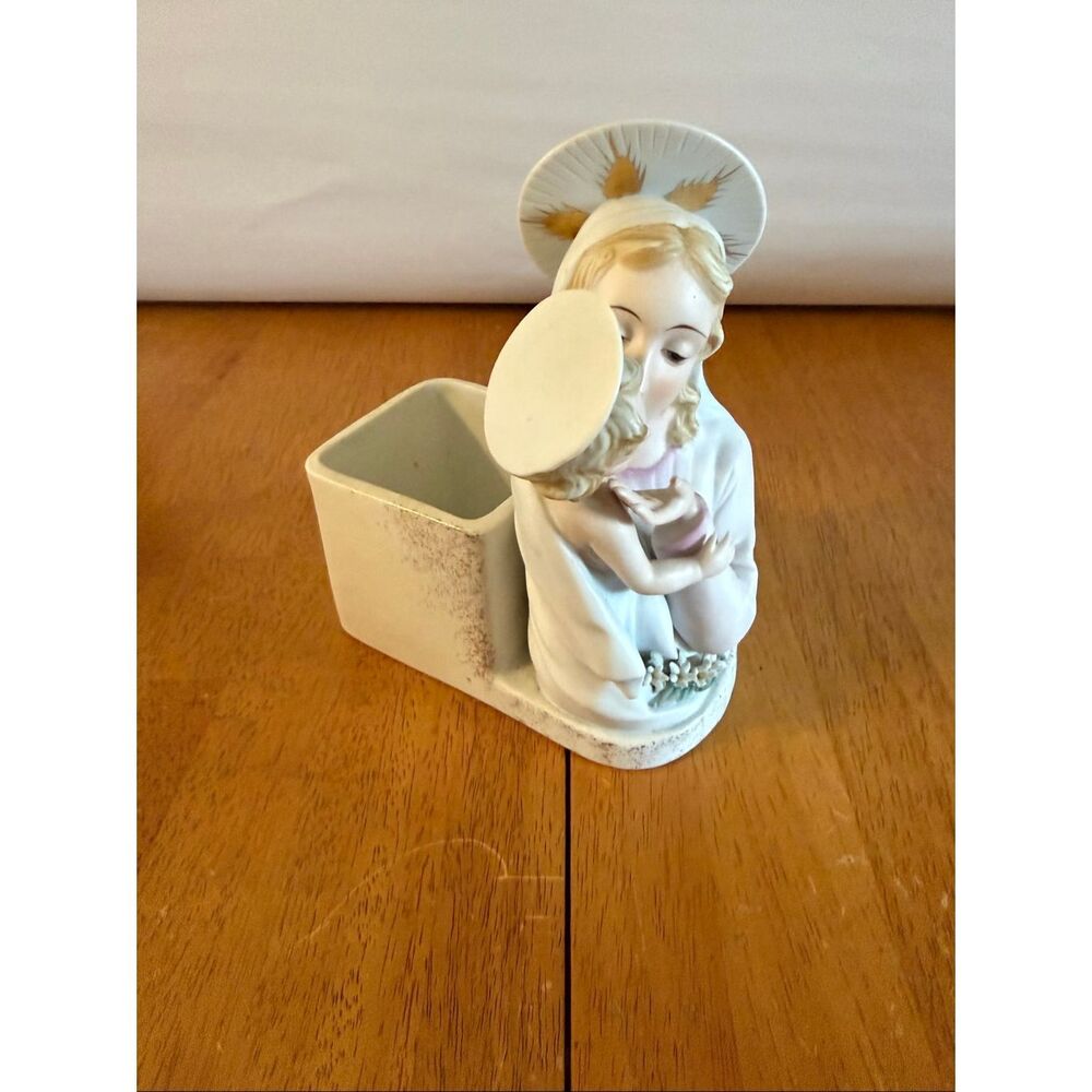 Religious figurine planter/vase Madonna (Mary) holding baby Jesus Sexton China M - Picture 4 of 10